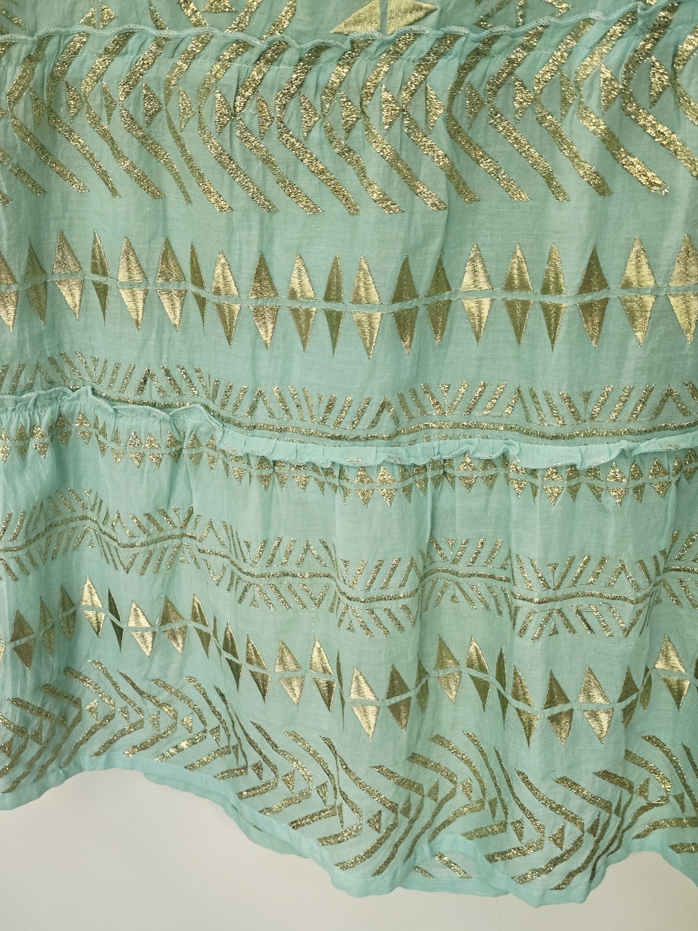 Boston Proper Turquoise Long Sleeve V Neck Minidress W Gold Embroidery-Med - Picture 9 of 16